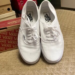 True White Authentic White Vans